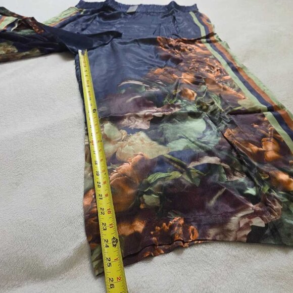 New Plus 2X Conditions Apply x Imara satin wide-leg pull on pants in Navy floral - Picture 7 of 13